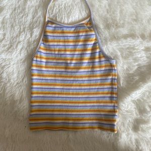 Colorful striped vintage style halter crop top. By Brandy Melville.